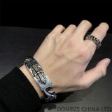 CHROME HEARTS Floral ID Fancy Link Clip Thick Bracelet