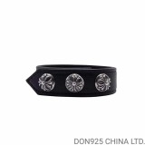 CHROME HEARTS Leather Snap Bracelet Adjustable