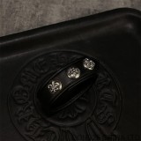 CHROME HEARTS Leather Snap Bracelet Adjustable