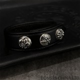 CHROME HEARTS Leather Snap Bracelet Adjustable