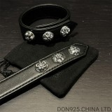 CHROME HEARTS Leather Snap Bracelet Adjustable