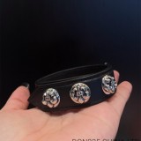 CHROME HEARTS Leather Snap Bracelet Adjustable