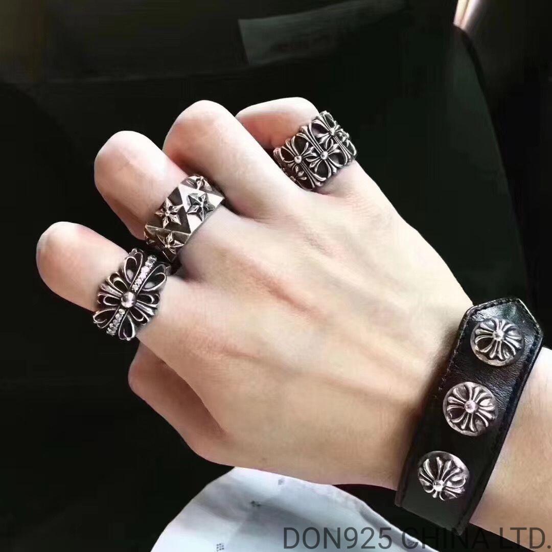 CHROME HEARTS Leather Snap Bracelet Adjustable