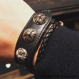 CHROME HEARTS Leather Snap Bracelet Adjustable