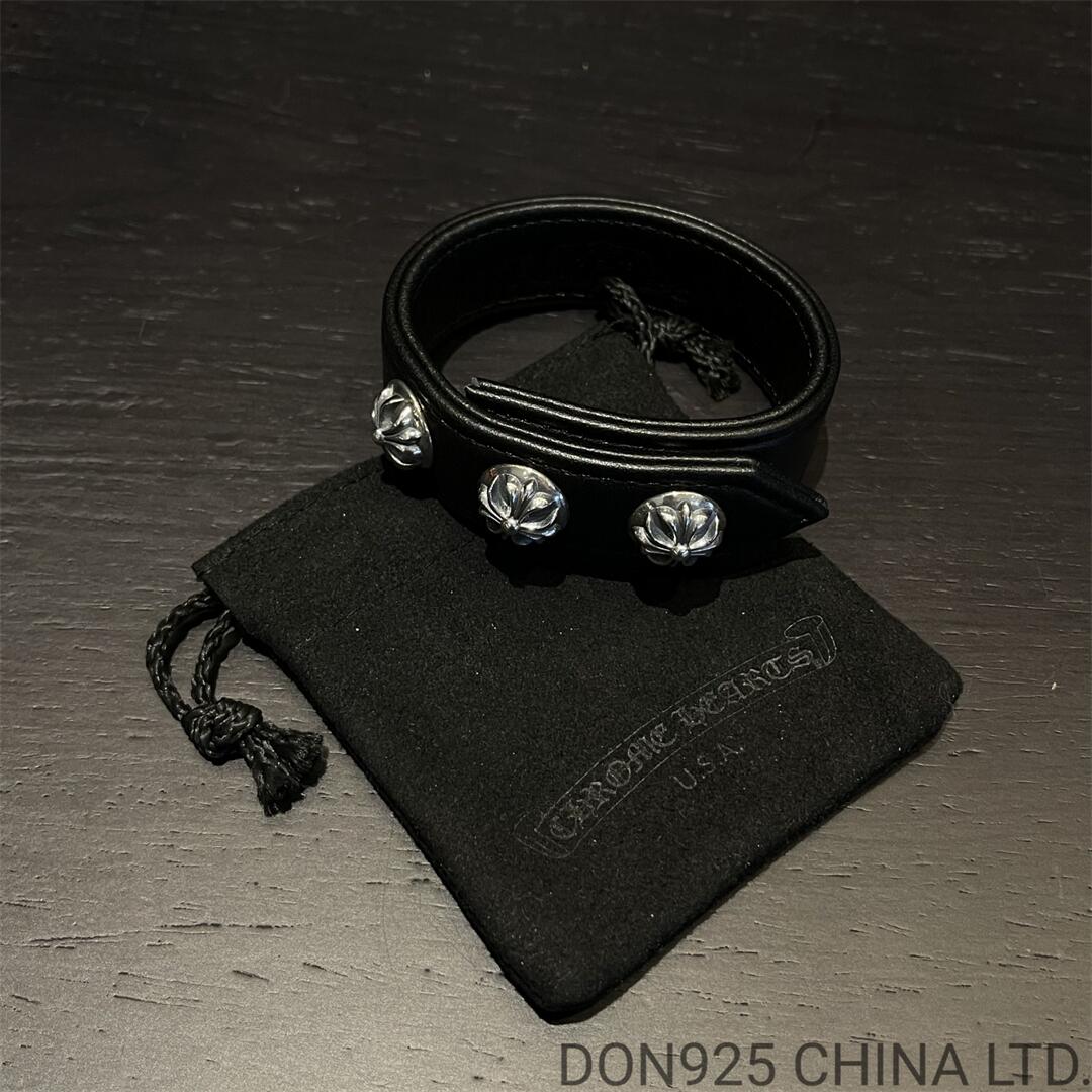 CHROME HEARTS Leather Snap Bracelet Adjustable