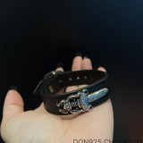 CHROME HEARTS Leather Snap Bracelet Adjustable