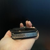 CHROME HEARTS Leather Snap Bracelet Adjustable