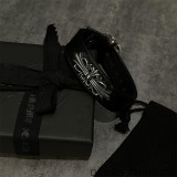 CHROME HEARTS Leather Snap Bracelet Adjustable