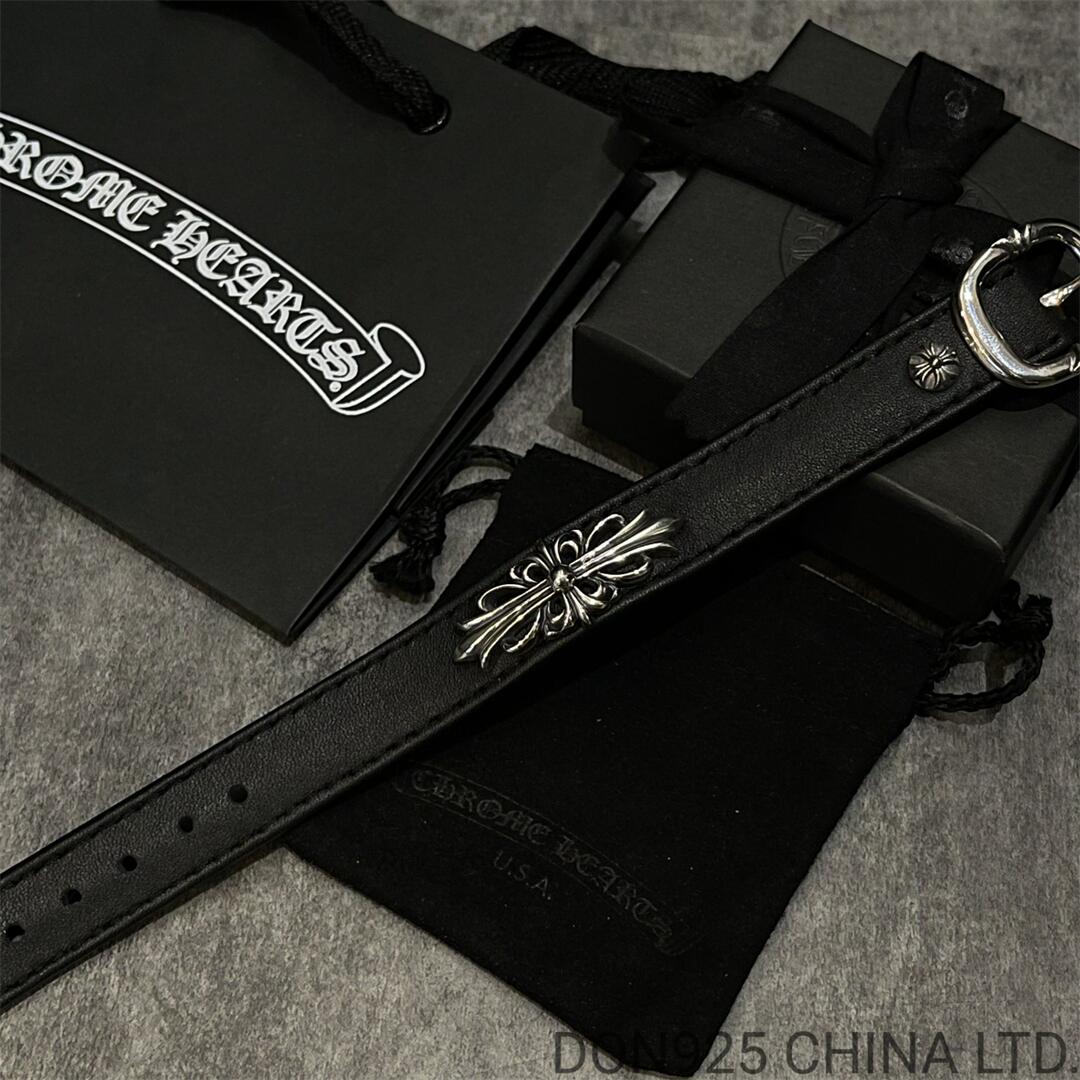 CHROME HEARTS Leather Snap Bracelet Adjustable