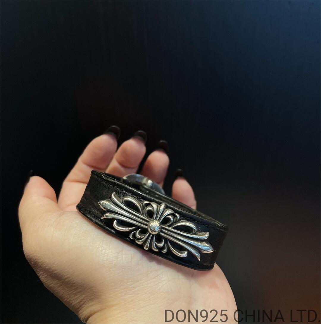 CHROME HEARTS Leather Snap Bracelet Adjustable