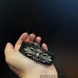 CHROME HEARTS Leather Snap Bracelet Adjustable