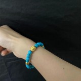 CHROME HEARTS Turquoise 6MM Bead Bracelet with 3 Gold Beads