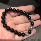 CHROME HEARTS Black 8MM Bead Bracelet with 3 Silver Beads