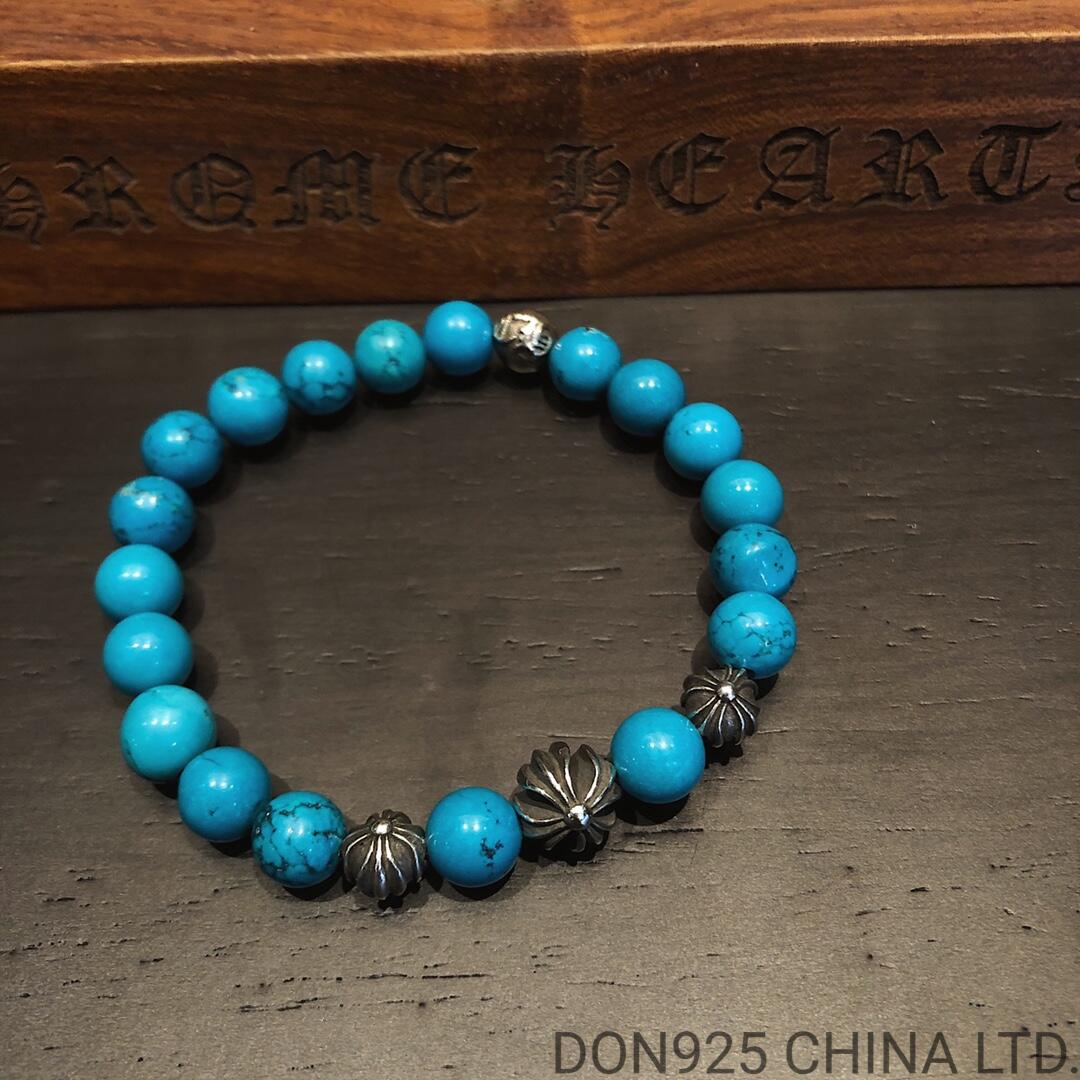 CHROME HEARTS Turquoise 6MM Bead Bracelet with 4 Silver Beads