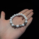 CHROME HEARTS White 8MM Bead Bracelet with 5 Silver Beads