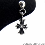 Chrome Hearts Tiny E Plus Earring in 925s Silver with Diamonds (1 Pair)
