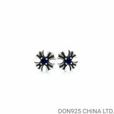 Chrome Hearts Plus Stud Earring in 925s Silver with Sapphire (1 Pair)