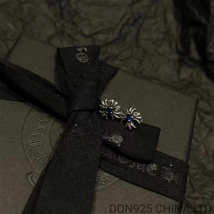 CHROME HEARTS Plus Stud Earrings with Sapphire 