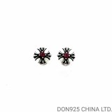 CHROME HEARTS Plus Stud Earrings with Ruby 