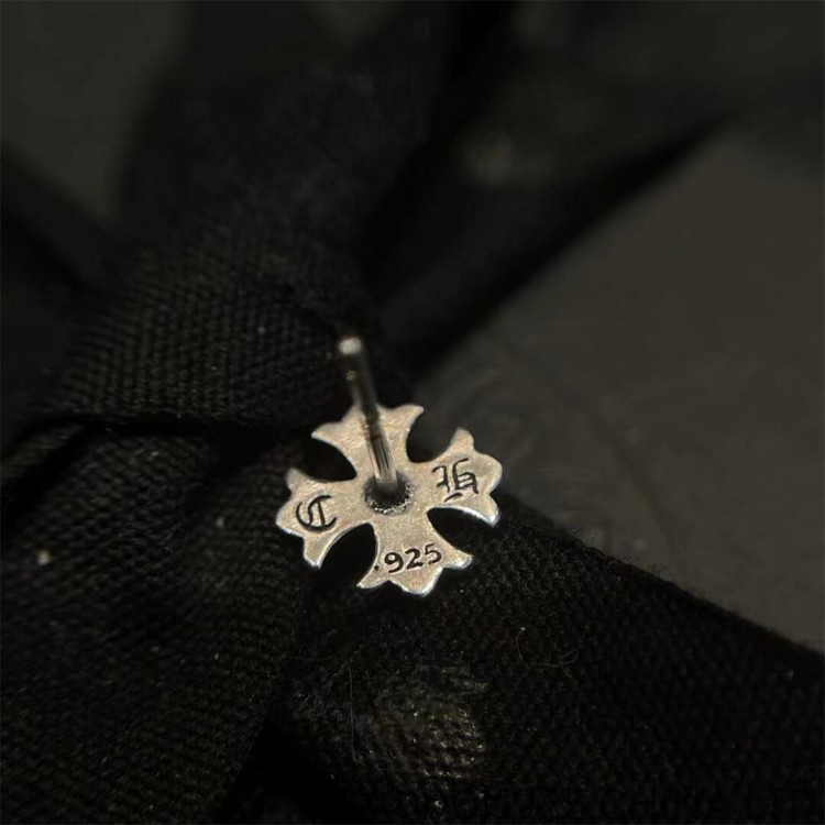 Chrome Hearts Plus Stud Earring in 925s Silver with Ruby (1 Pair)