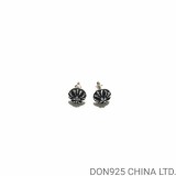 Chrome Hearts Crossball Stud Earrings in 925s Silver with Diamonds (1 Pair)