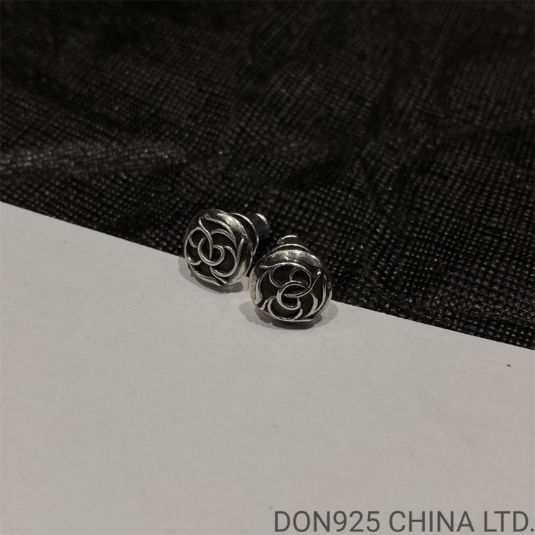 Chrome Hearts Rose Stud Earrings in 925s Silver (1 Pair)