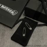 Chrome Hearts Safety Pin Earring in 925s Silver with Diamond (1 Piece)