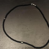 CHROME HEARTS Onyx Bead 8MM Necklace with 5 Silver Beads