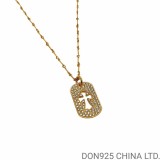 22K Gold CHROME HEARTS Cutout Cross Dog Tag Necklace (Twist Chain 55CM)