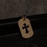 22K Gold CHROME HEARTS Cutout Cross Dog Tag Necklace (Twist Chain 55CM)