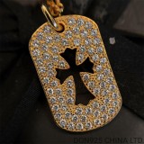 22K Gold CHROME HEARTS Cutout Cross Dog Tag Necklace (Twist Chain 55CM)