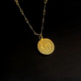 22K Gold CHROME HEARTS Angel Medallion Necklace (with Twist Chain 55CM)