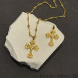 22K Gold CHROME HEARTS Filigree Cross Necklace (Mini Size with Twist Chain and Diamonds 55CM)