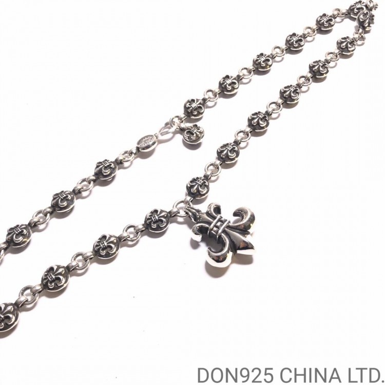 Chrome Hearts BS Fleur Necklace in 925s Silver (Medium Size with BS Fleur Ball Chain 60CM)