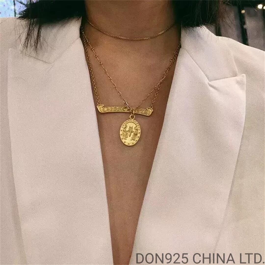 22K Gold CHROME HEARTS Logo Necklace (with 45CM Gold NE Chain)