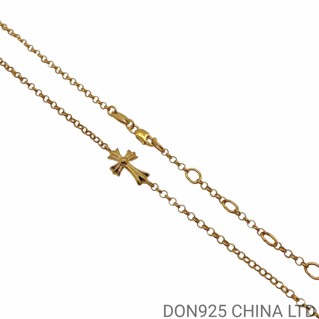 22K Gold CHROME HEARTS Cross Choker Necklace (with Gold 42CM NE Chain)