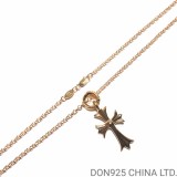 22K Gold CHROME HEARTS Tiny Cross Necklace (with Gold Ball Chain)