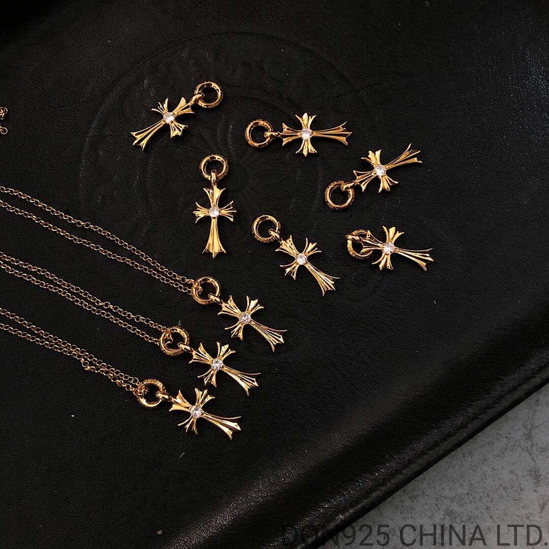 22K Gold CHROME HEARTS Tiny Cross Necklace (Gold NE Chain)