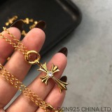 22K Gold CHROME HEARTS Tiny Cross Necklace (Gold NE Chain)