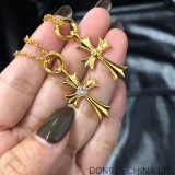 22K Gold CHROME HEARTS Tiny Cross Necklace (Gold NE Chain)