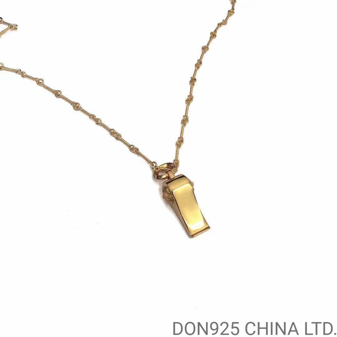 22K Gold CHROME HEARTS Plus Whistle Necklace (Mini Size with 55CM Gold Twist Chain)