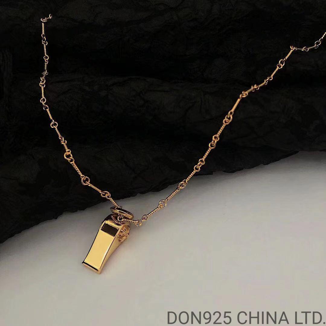 22K Gold CHROME HEARTS Plus Whistle Necklace (Mini Size with 55CM Gold Twist Chain)