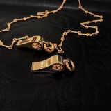 22K Gold CHROME HEARTS Plus Whistle Necklace (Mini Size with 55CM Gold Twist Chain)