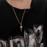 22K Gold CHROME HEARTS Plus Whistle Necklace (Mini Size with 55CM Gold Twist Chain)