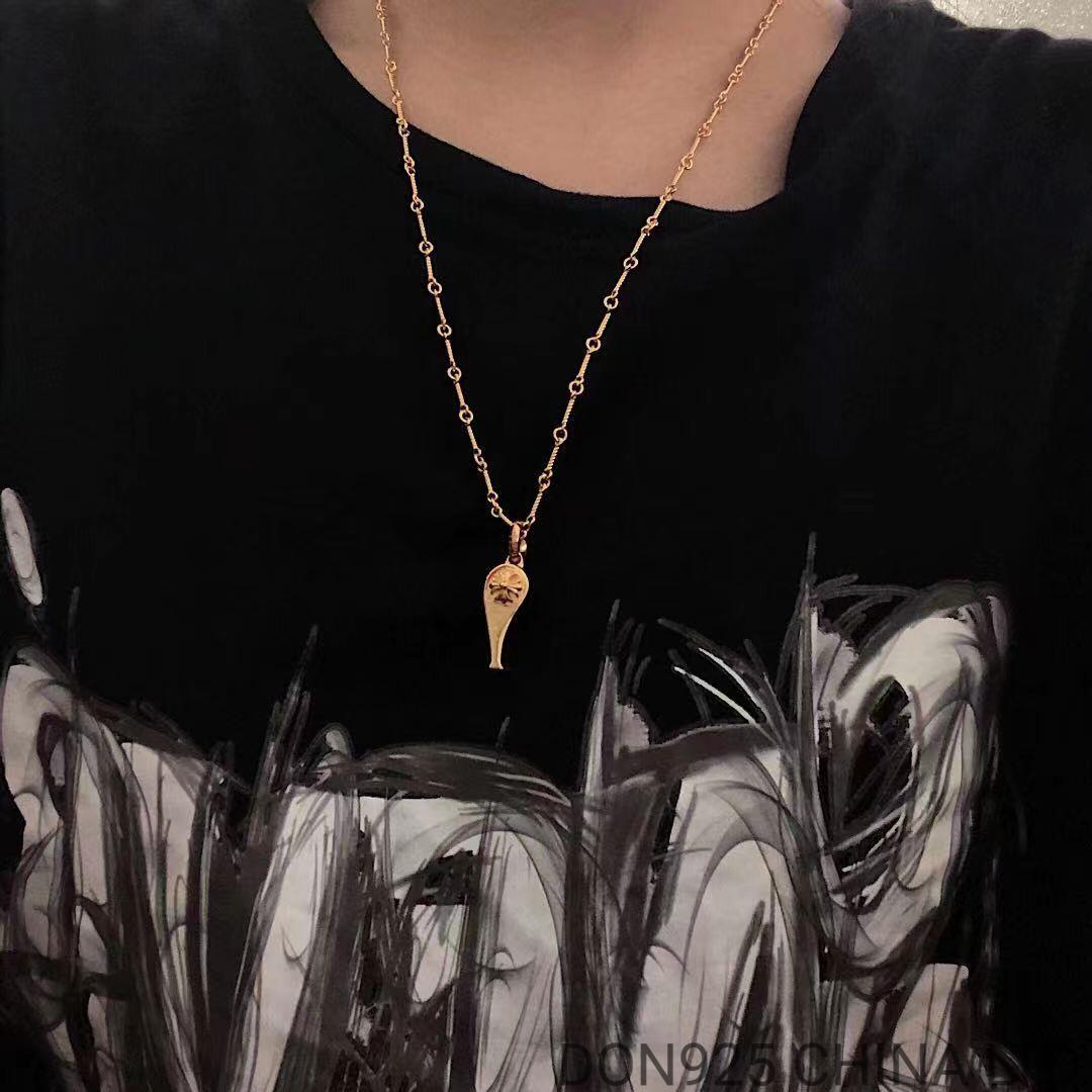 22K Gold CHROME HEARTS Plus Whistle Necklace (Mini Size with 55CM Gold Twist Chain)