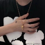 22K Gold CHROME HEARTS BS Fleur Whistle Necklace (Mini Size with 55CM Gold Twist Chain)