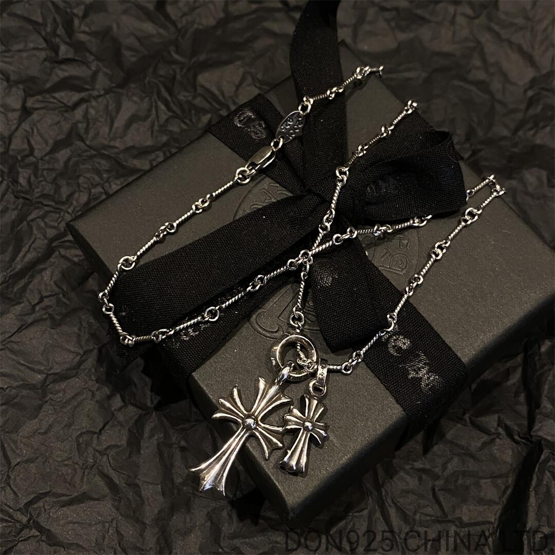 CHROME HEARTS Tiny Cross & Babyfat Necklace (with Twist Chain)