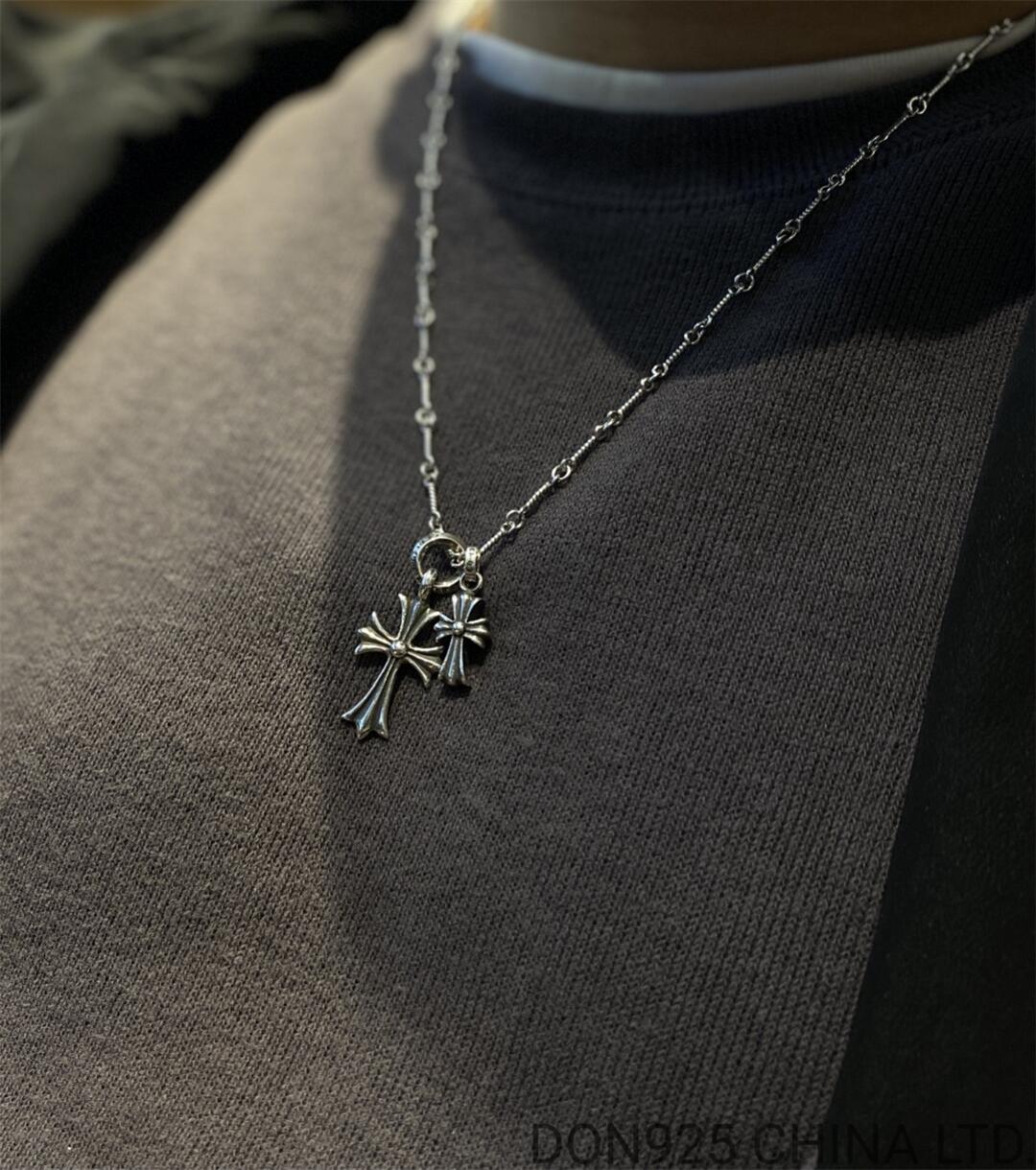 CHROME HEARTS Tiny Cross & Babyfat Necklace (with Twist Chain)