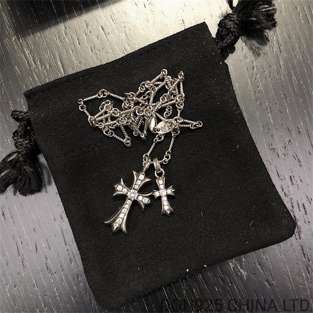 CHROME HEARTS Small Cross & Babyfat Necklace (with Twist Chain)