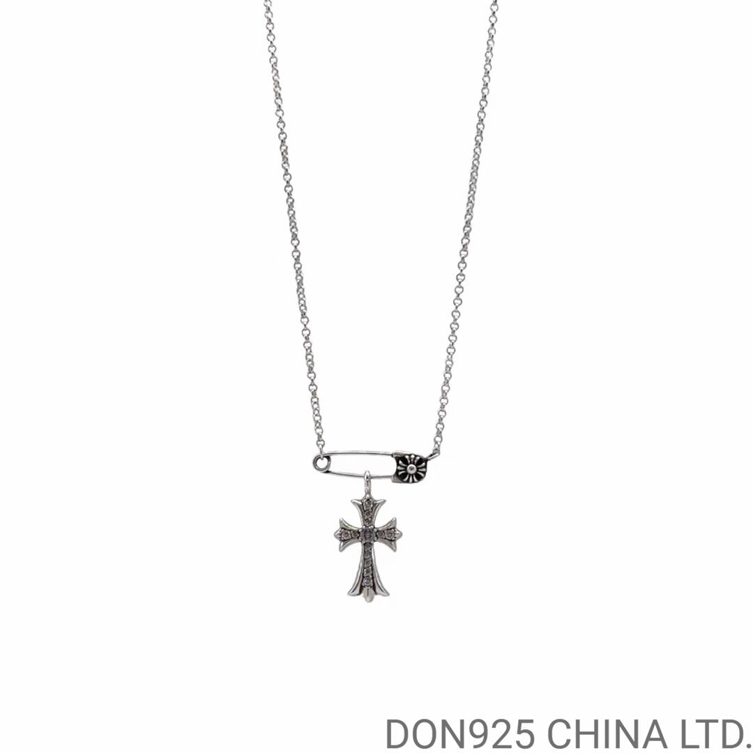 CHROME HEARTS Small Cross & Safety Pin Necklace (with NE Chain)